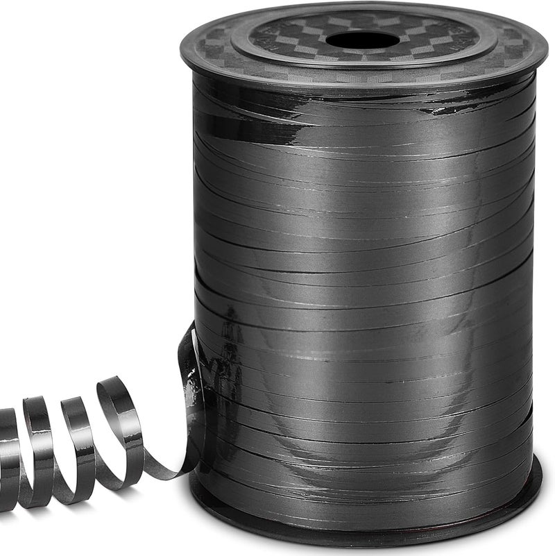 VISPAD Black Ribbon, 500 Yard Curling Ribbon for Crafts, Shiny Metallic, Iridescent Crimped for Gift Wrapping, Balloons, Florist (1 Roll) - Image 1